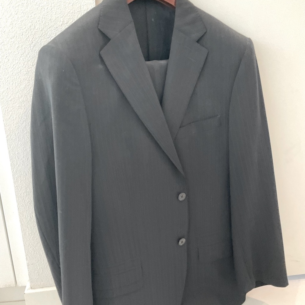 Versace Collection Black Men’s Jacquard Suit 42R (EU 52) textured stripe